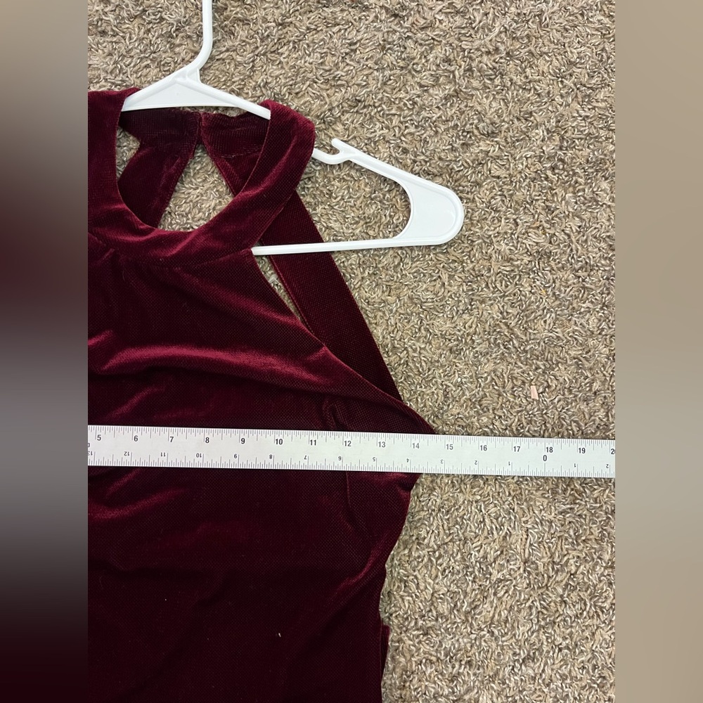 Windsor Red Velvet Maxi Dress Oxblood Size L Whimsigoth Formal - Picture 6 of 6